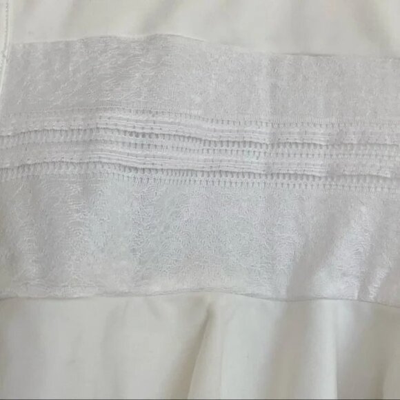 bebe White Ivory Cold-Shoulder Lace Detail Ruffle Blouse Top - Picture 5 of 8